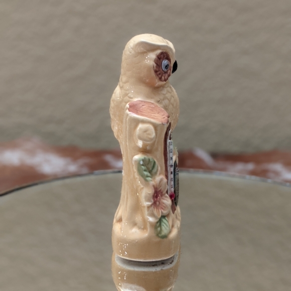 Vtg Ceramic Montana Owl Indoor Thermometer - Picture 5 of 7